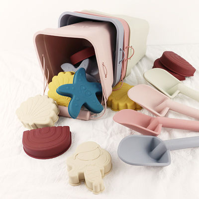 थोक बिक्री सिलिकॉन बेबी खिलौना बाल्टी सेट समुद्र तट खिलौना