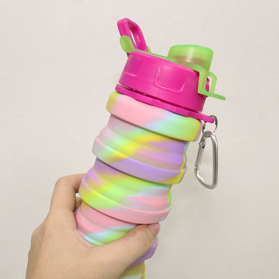 बाहरी खेल 500 मिलीलीटर क्षमता के लिए BPA मुक्त बंधनेवाला सिलिकॉन पानी की बोतल