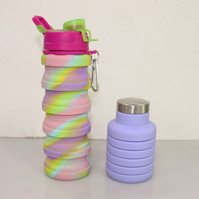 बाहरी खेल 500 मिलीलीटर क्षमता के लिए BPA मुक्त बंधनेवाला सिलिकॉन पानी की बोतल