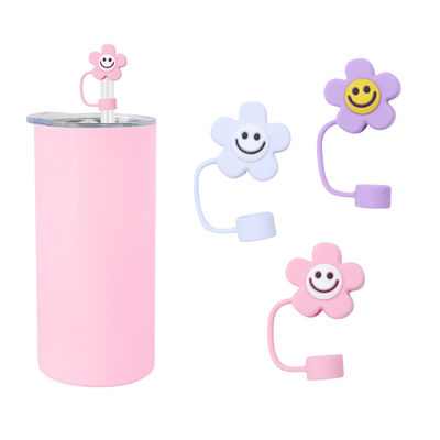विभिन्न फूल सिलिकॉन स्ट्रॉ स्ट्रॉ हैट कैप टॉपर्स Tumbler कप के लिए कवर