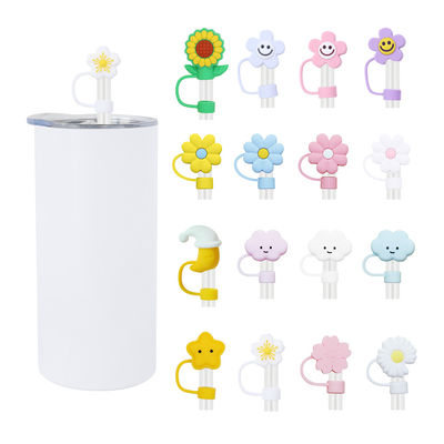 विभिन्न फूल सिलिकॉन स्ट्रॉ स्ट्रॉ हैट कैप टॉपर्स Tumbler कप के लिए कवर