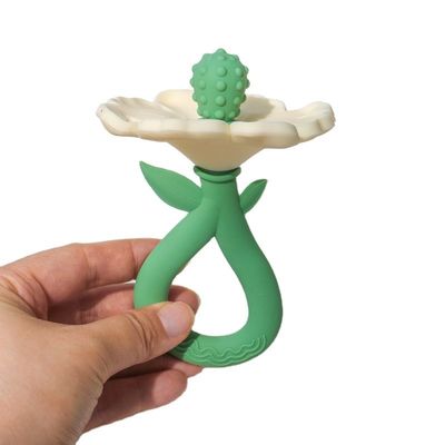PAISEN कस्टम 6 महीने फूल पौधे के आकार Teether 100% प्राकृतिक रबर Teether सिलिकॉन Teether चबाया शेकिंग नरम बेबी खिलौना