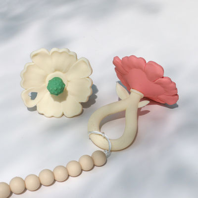 PAISEN कस्टम 6 महीने फूल पौधे के आकार Teether 100% प्राकृतिक रबर Teether सिलिकॉन Teether चबाया शेकिंग नरम बेबी खिलौना