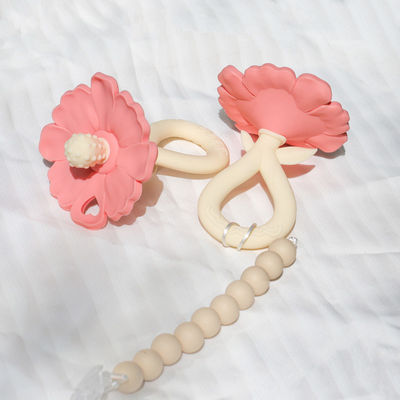 PAISEN कस्टम 6 महीने फूल पौधे के आकार Teether 100% प्राकृतिक रबर Teether सिलिकॉन Teether चबाया शेकिंग नरम बेबी खिलौना