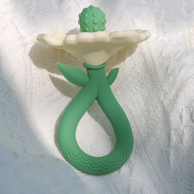PAISEN कस्टम 6 महीने फूल पौधे के आकार Teether 100% प्राकृतिक रबर Teether सिलिकॉन Teether चबाया शेकिंग नरम बेबी खिलौना