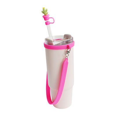कस्टम सिलिकॉन बोतल सामान के लिए बोतल मग Tumblers 4 सिलिकॉन स्ट्रॉ टॉपर और सिलिकॉन स्ट्रैप का उपहार