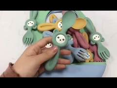 नरम प्यारा पांडा शैली सिलिकॉन कांटे और छोटे बच्चों के लिए चम्मच